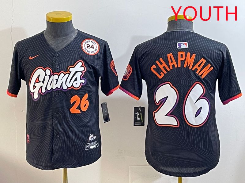 Youth San Francisco Giants #26 Chapman Black Joint Name 2025 Nike MLB Jersey style 7->youth mlb jersey->Youth Jersey